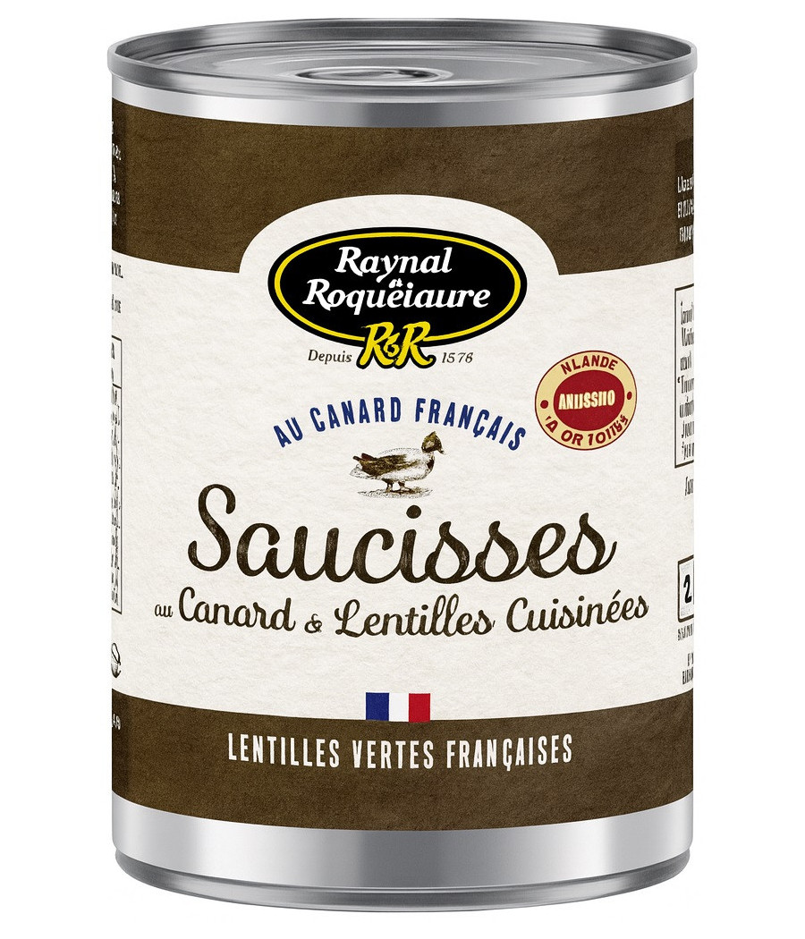 SAUCISSES AU CANARD ET LENTILLES CUISINEES RAYNAL ET ROQUELAUR  400G