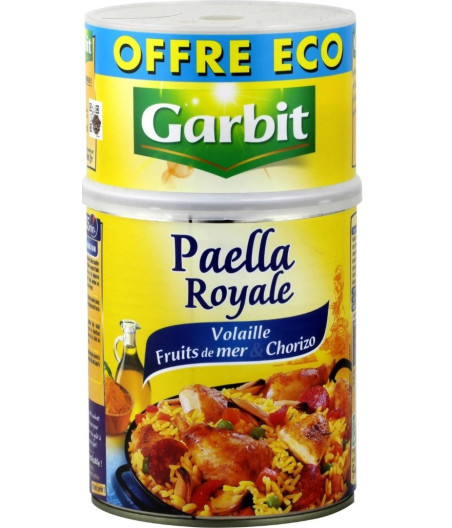 PAELLA ROYALE VOLAILLE FRUITS DE MER ET CHORIZO GARBIT 940G