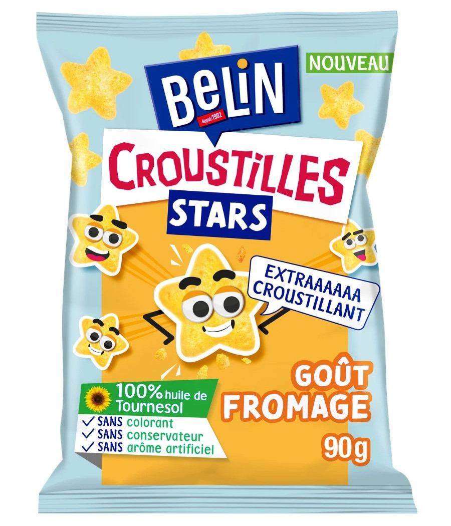 CHIPS CROUSTILLES STARS GOUT FROMAGE BELIN 90G
