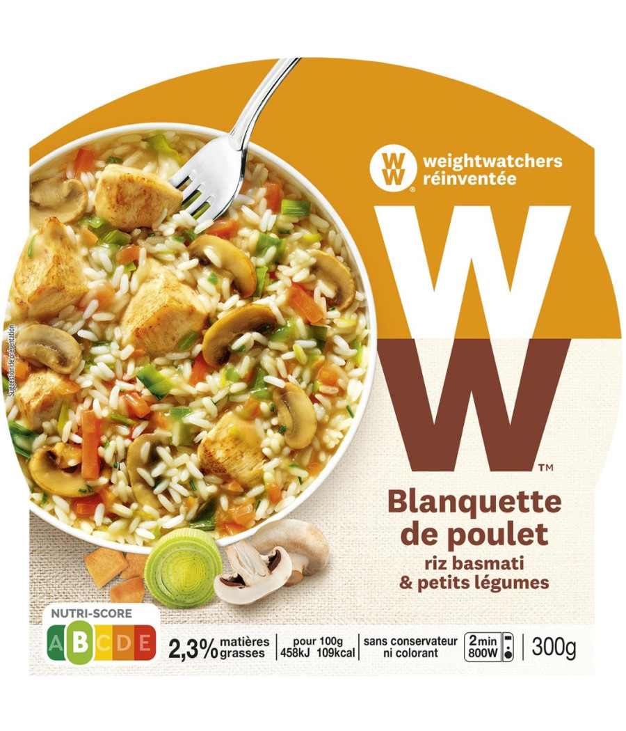 BLANQUETTE DE POULET RIZ BASMATI & PETITS LEGUMES WEIGHT WATCHERS 300G
