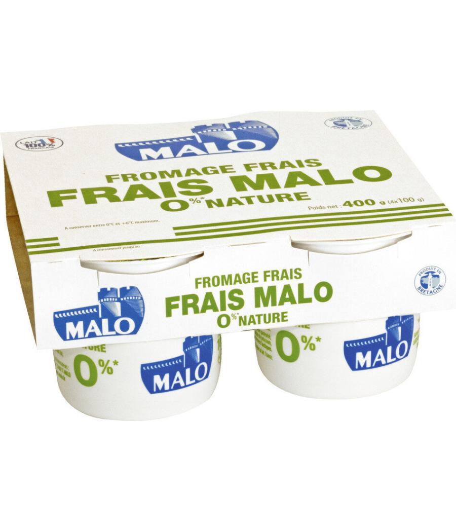 FROMAGE FRAIS NATURE MALO 0%* *MATIERES GRASSES SUR PRODUIT FINI 4*100 G