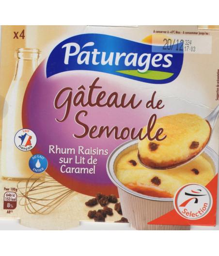 GATEAU SEMOULE RHUM RAISINS SUR LIT DE CARAMEL 400 G (4 X 100 G)