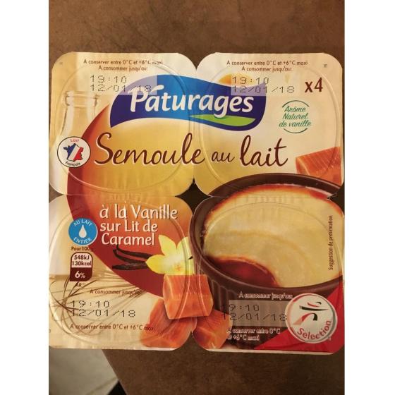 SEMOULE AU LAIT A LA VANILLE SUR LIT DE CARAMEL 400 G