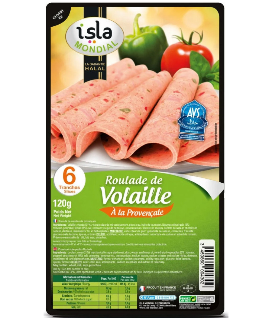 ROULADE DE VOLAILLE A LA PROVENCALE ISLA MONDIAL 120G