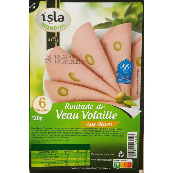 ROULADE DE VEAU VOLAILLE AUX OLIVES 120G