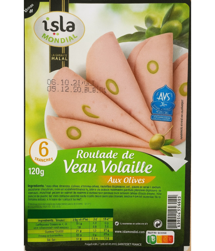 ROULADE DE VEAU VOLAILLE AUX OLIVES 120G