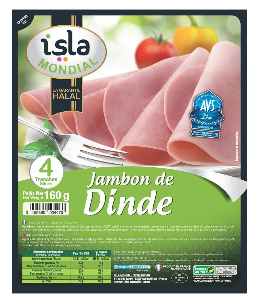 JAMBON DE DINDE HALAL 160G
