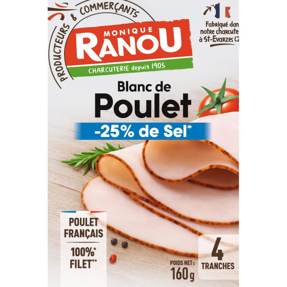 BLANC DE POULET -25% DE SEL 160G
