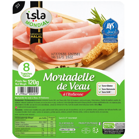 MORTADELLE DE VEAU ISLA MONDIAL 120G