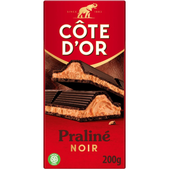 TABLETTE DE CHOCOLAT NOIR PRALINE COTE D'OR 200G