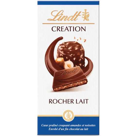 TABLETTE DE CHOCOLAT AU LAIT CREATION ROCHER LINDT 150G