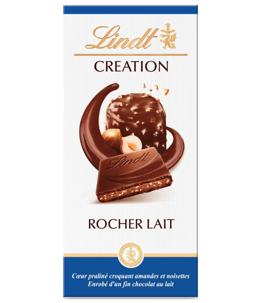 TABLETTE DE CHOCOLAT AU LAIT CREATION ROCHER LINDT 150G