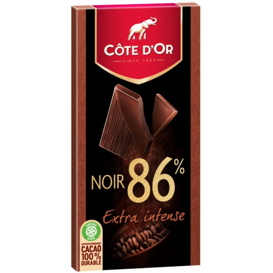 TABLETTE DE CHOCOLAT NOIR 86% EXTRA INTENSE COTE D'OR 100G