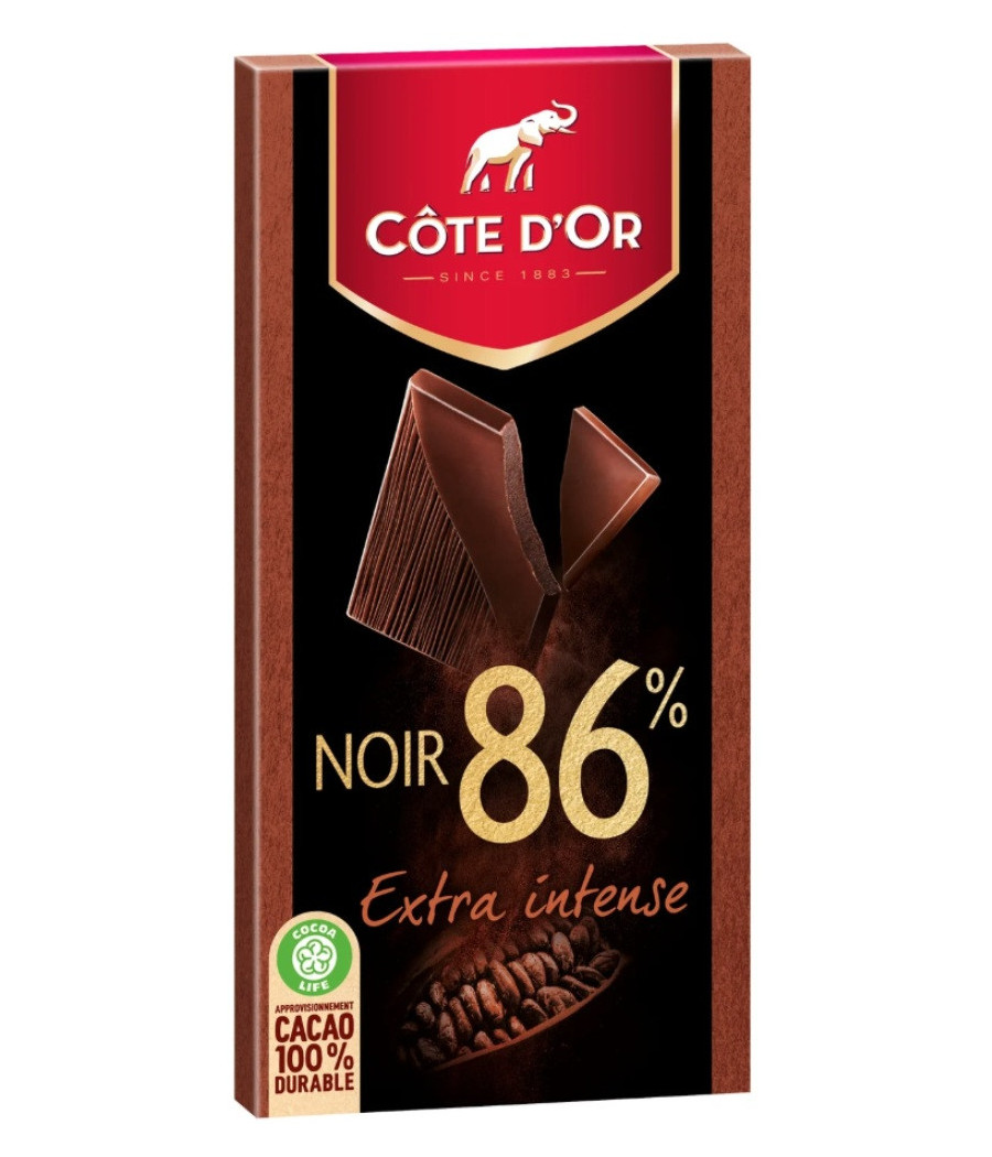 TABLETTE DE CHOCOLAT NOIR 86% EXTRA INTENSE COTE D'OR 100G