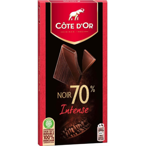 TABLETTE DE CHOCOLAT NOIR 70% INTENSE COTE D'OR  100G