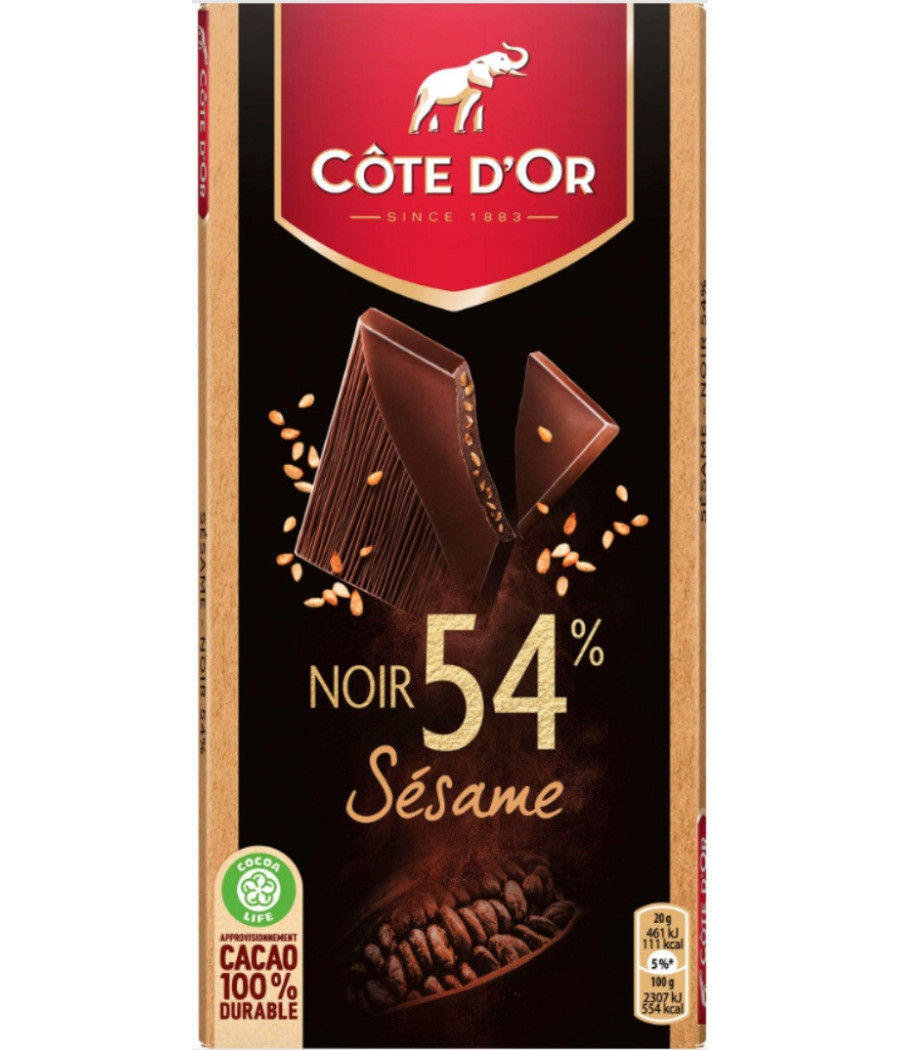 TABLETTE DE CHOCOLAT NOIR AU SESAME COTE D'OR 100G