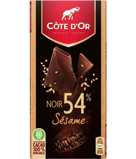 TABLETTE DE CHOCOLAT NOIR AU SESAME COTE D'OR 100G