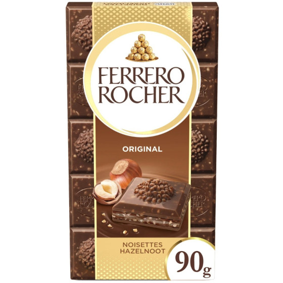 TABLETTE DE CHOCOLAT AU LAIT NOISETTE  FERRERO ROCHER 90G