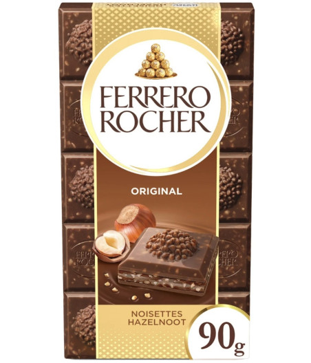 TABLETTE DE CHOCOLAT AU LAIT NOISETTE  FERRERO ROCHER 90G