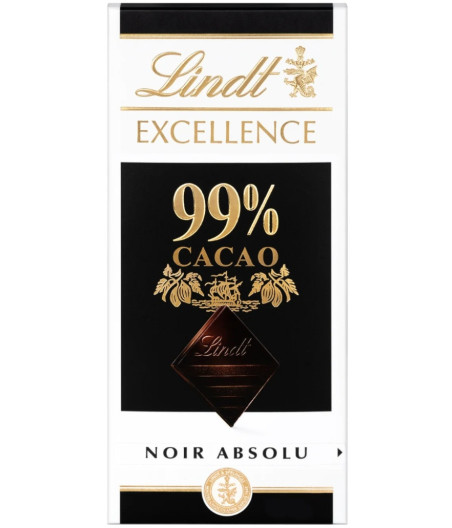 TABLETTE DE CHOCOLAT NOIR EXCELLENCE 99%  CACAO LINDT 100G