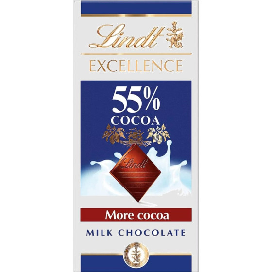 TABLETTE DE CHOCOLAT AU LAIT 55% CACAO LINDT 70G