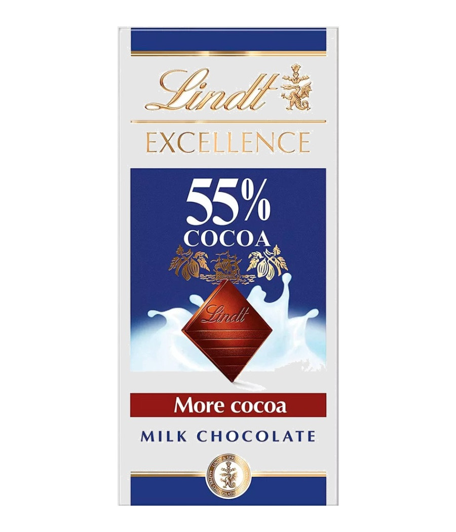 TABLETTE DE CHOCOLAT AU LAIT 55% CACAO LINDT 70G
