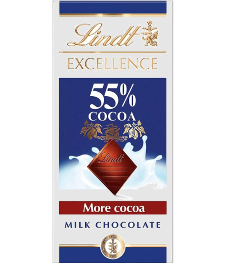TABLETTE DE CHOCOLAT AU LAIT 55% CACAO LINDT 70G