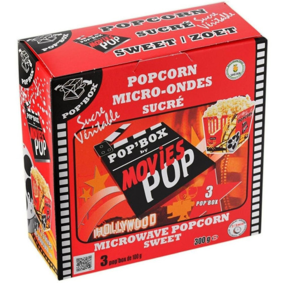 POPCORN MICRO-ONDES SUCRE MOVIES POP 300G