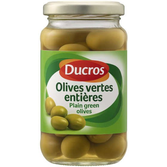 PITTED GREEN OLIVES DUCROS 320G