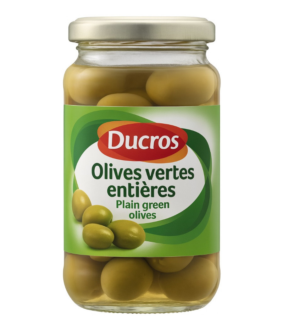 PITTED GREEN OLIVES DUCROS 320G