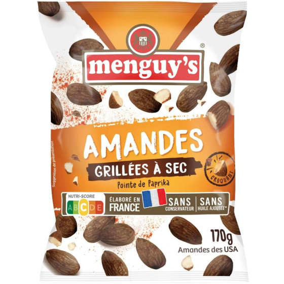 AMANDES GRILLEES A SEC POINTE DE PAPRIKA MENGUY'S 170G