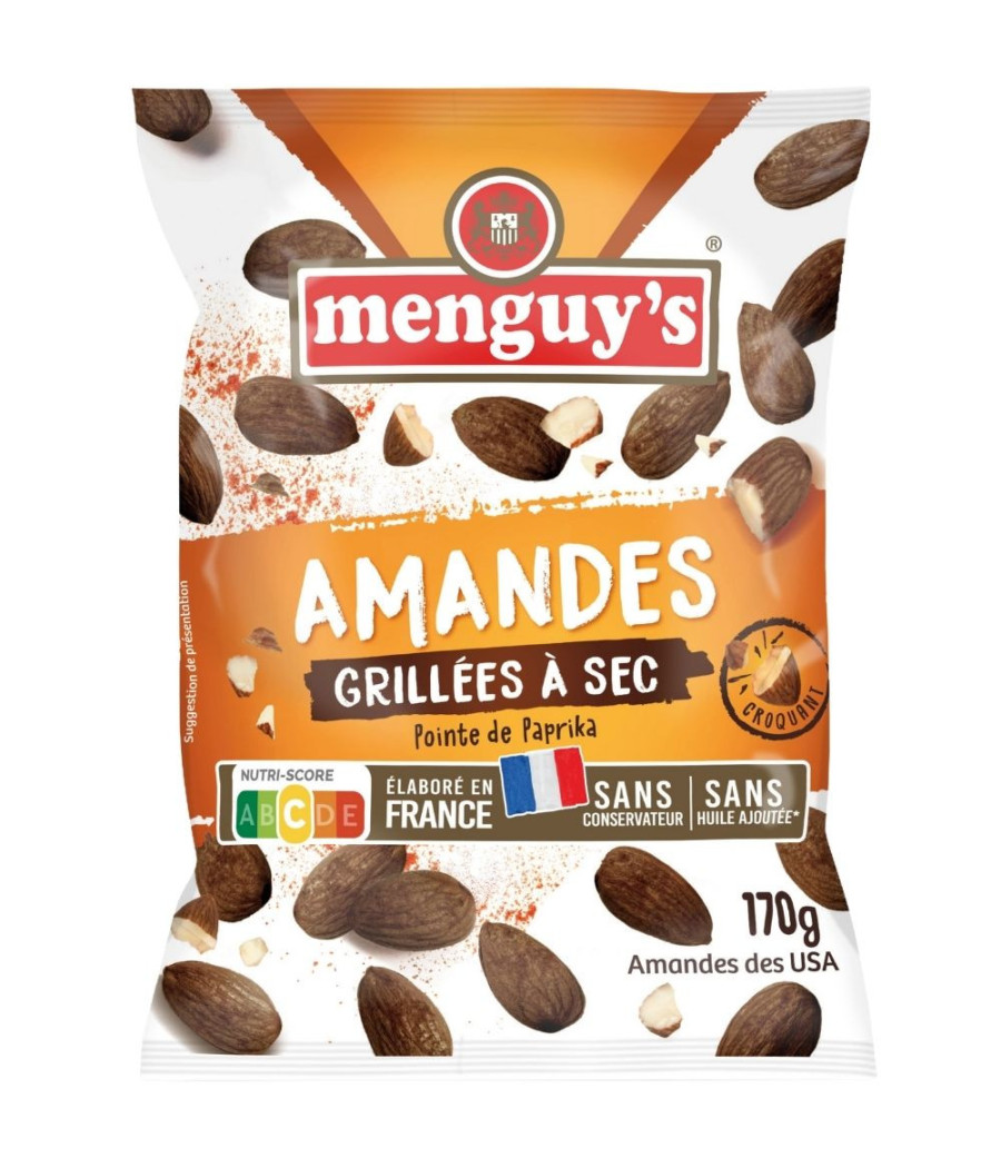 AMANDES GRILLEES A SEC POINTE DE PAPRIKA MENGUY'S 170G