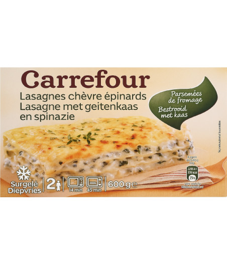 LASAGNE CHEVRE EPINARDS CARREFOUR 600G