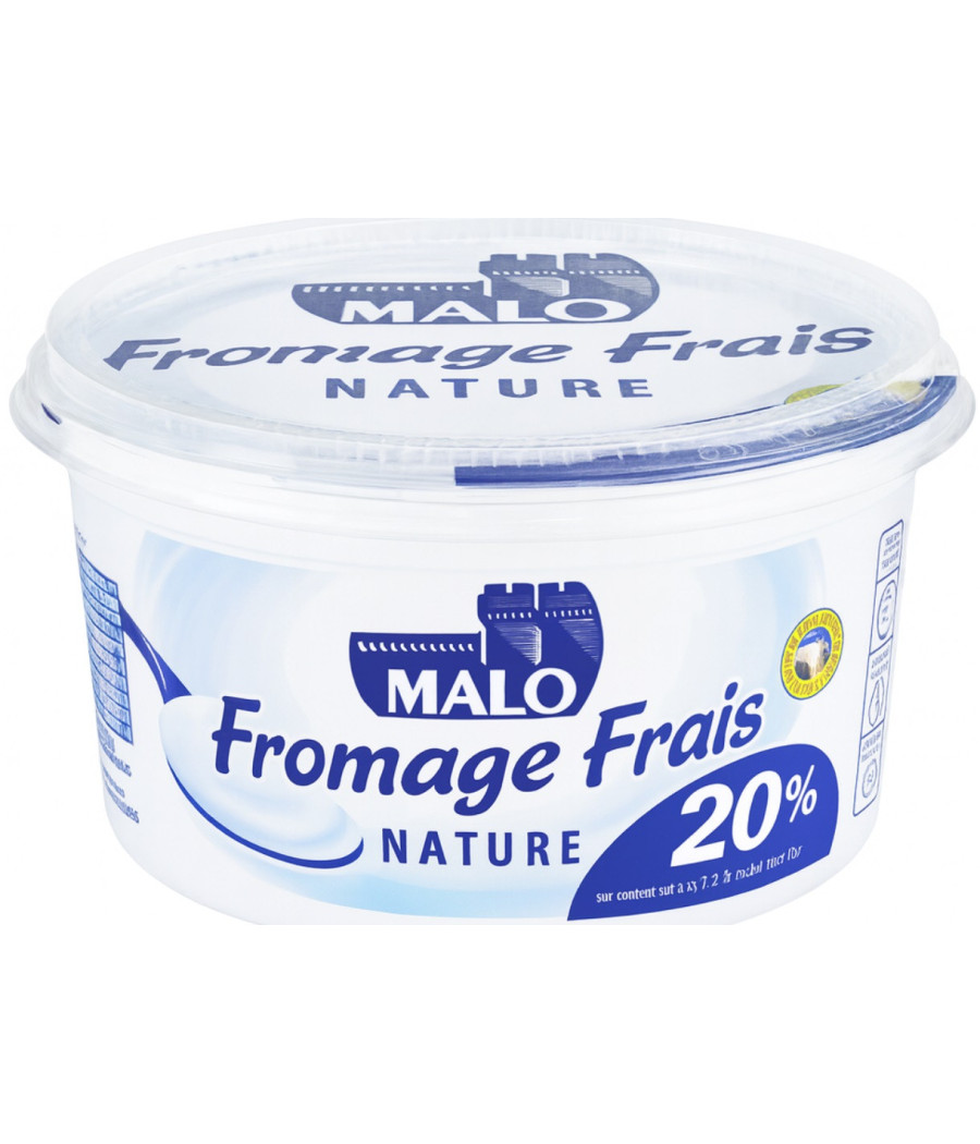 FROMAGE FRAIS NATURE MALO 20% *MATIERES GRASSES SUR EXTRAIT SEC SOIT 3% DE MATIERES GRASSES SUR PR...