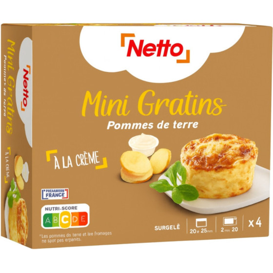MINI GRATIN DE POMME DE TERRE NETTO X4 480G