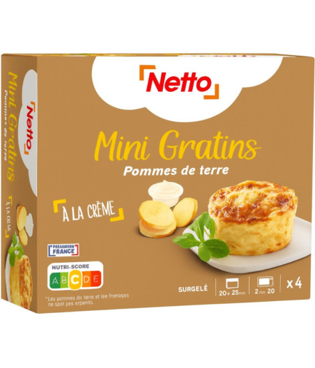 MINI GRATIN DE POMME DE TERRE NETTO X4 480G