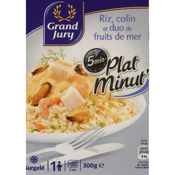 PLAT MINUT\' RIZ, COLIN ET DUO DE FRUITS DE MER 300 G