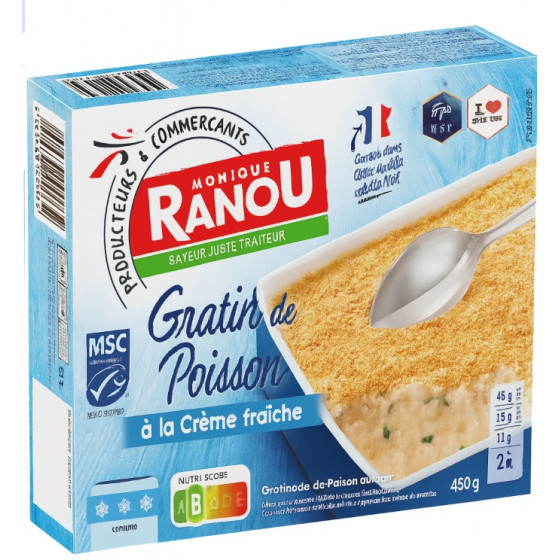 GRATIN DE POISSON MSC A LA CREME FRAICHE RANOU 450G 450 G