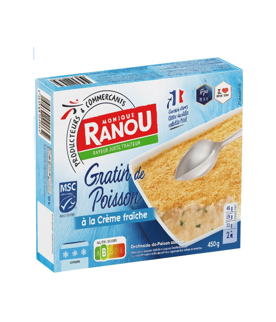 GRATIN DE POISSON A LA CREME FRAICHE RANOU 450G