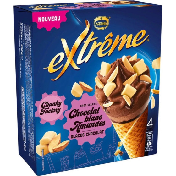 GLACE CHUNKY FACTORY CHOCOLAT AMANDE EXTREME NESTLE 256G