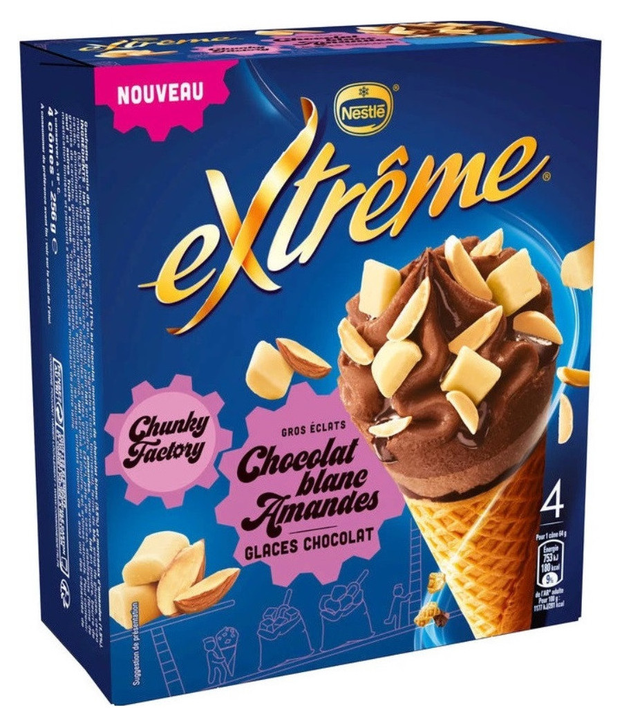 GLACE CHUNKY FACTORY CHOCOLAT AMANDE EXTREME NESTLE 256G