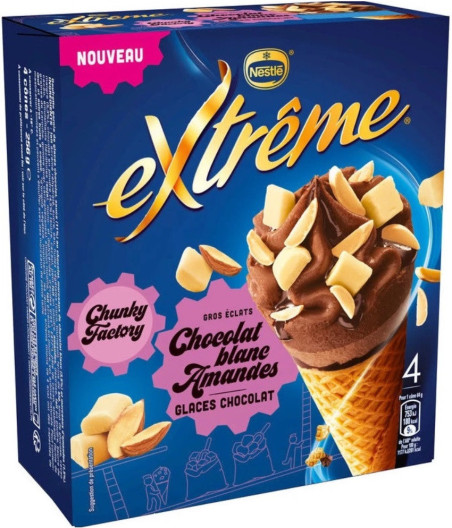 GLACE CHUNKY FACTORY CHOCOLAT AMANDE EXTREME NESTLE 256G