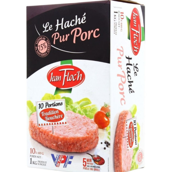 STEACKS HACHE PUR PORC JEAN FLOC'H 1KG