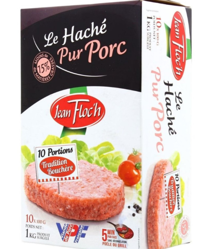 STEACKS HACHE PUR PORC JEAN FLOC'H 1KG