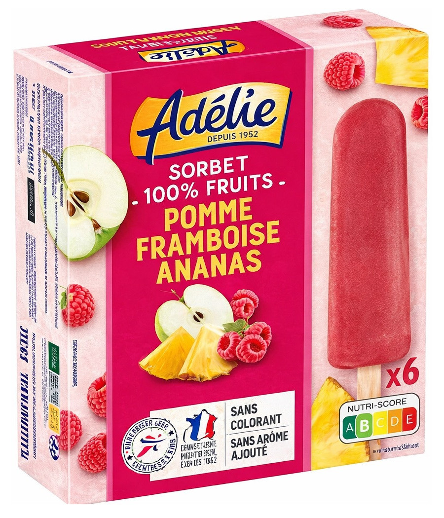 SORBET BATONNETS 100% FRUITS ADELIE