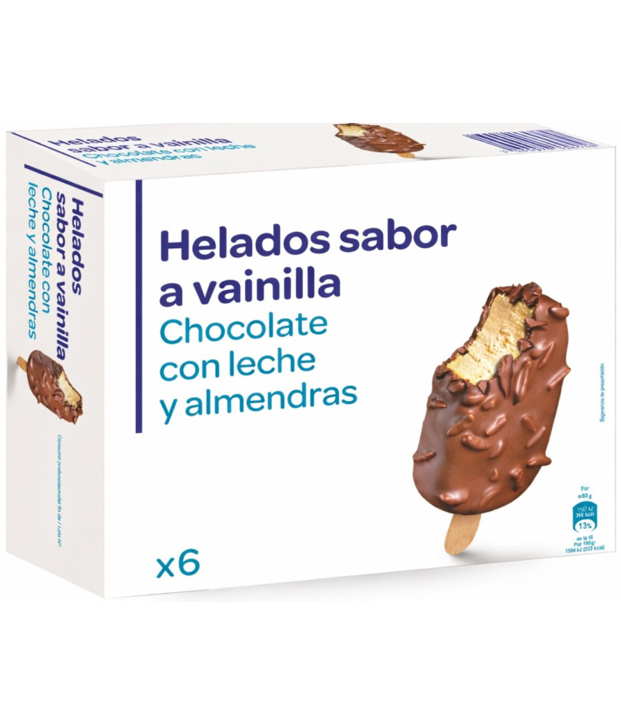 GLACE CHOCOLAT AU LAIT AMANDES CARREFOUR X6 492G