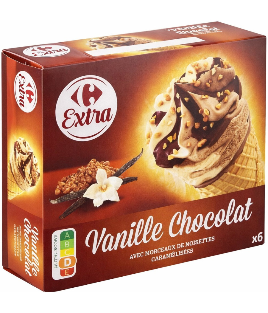 GLACE VANILLE CHOCOLAT CARREFOUR X6 408G