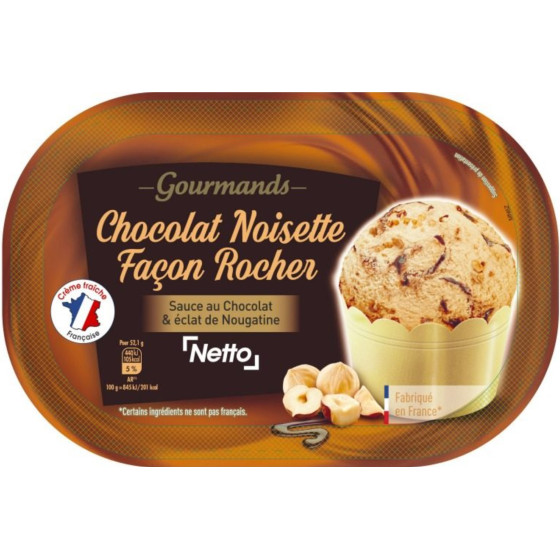 GLACE BAC NOISETTE FACON ROCHER 900G