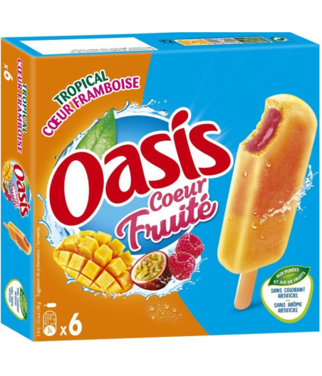 BATONNET GLACE COEUR FRUITE TROPICAL FRAMBOISE OASIS 300G