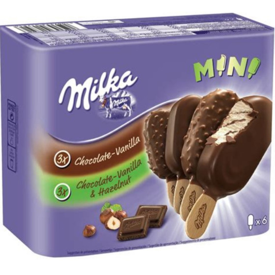 MINI CHOCOLAT-VANILLE ET NOISETTES MILKA 226G